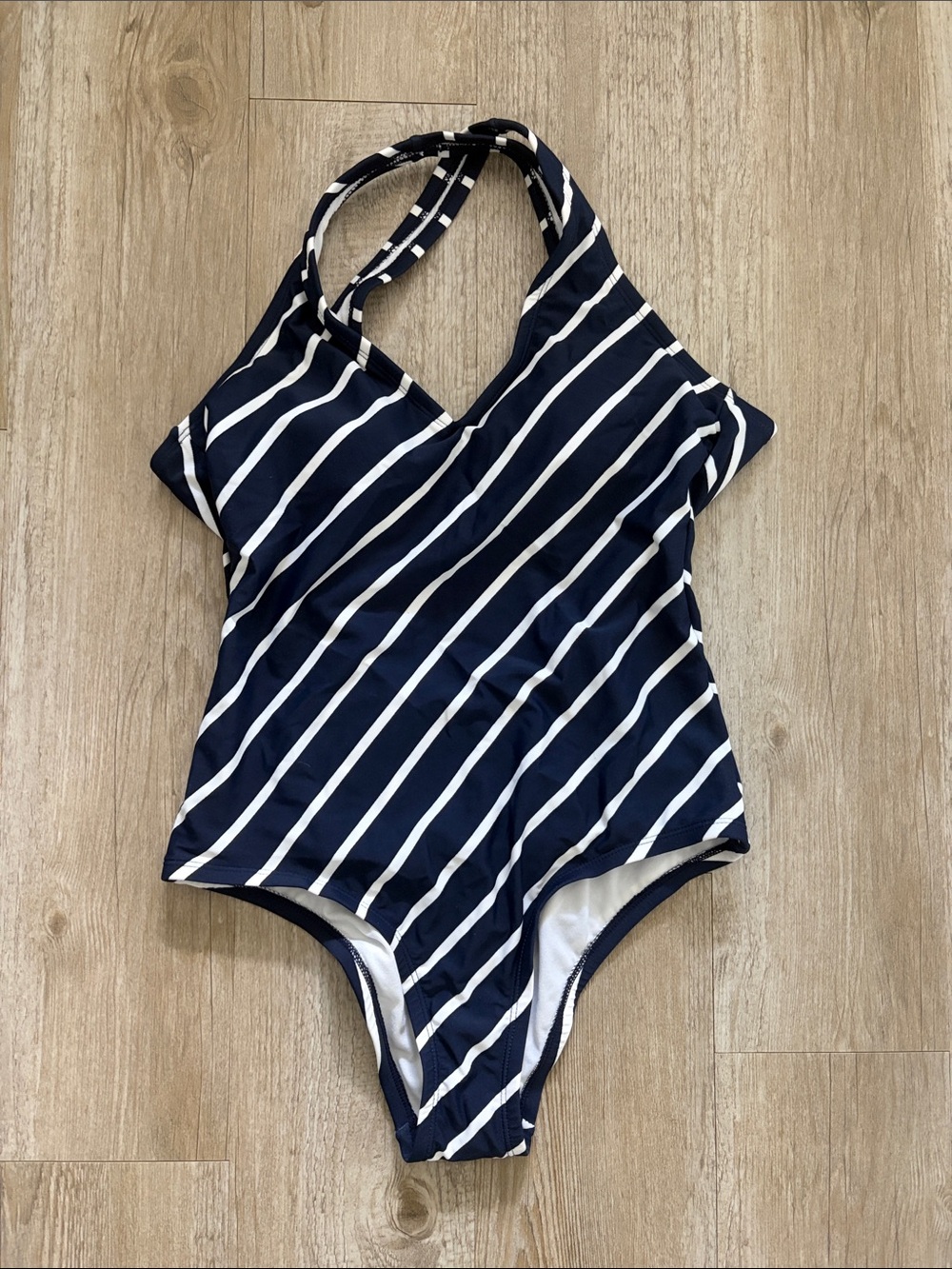 Navy & White Striped Nautical One-Piece Swimsuit